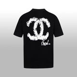 Chanel T-shirt Short Sleeve High Version Spring Summer New Short Sleeves T-shirt Hand-Painted Graffiti Couple's Popular Item