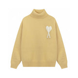 Ami Sweater Top Version23Autumn and Winter New Loose Alpaca Wool Blended Soft and Glutinous Turtleneck Love Clouds Sweater