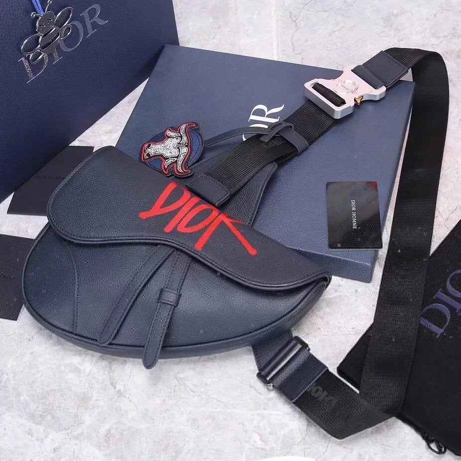 Dior Men's Bag Top version Men's and women's bags Saddle Full Logo Printed Saddle Bag Shoulder Messenger Bag Chest Bag Waist Bag