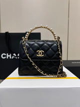 Chanel Women's Bag Top version 【**Original Leather】23B Metal Letter Pearl Wrist kelly Package Pearl Bag。Wrist Small Waste Bag Dinner Bag Handbag Mobile Phone Bag Women's Bag