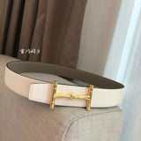 Hermes Belt Top version High Quality2020New Men's Leather Belt Smooth H Buckle Business Casual Belt Double-Sided Available Calf Leather3.8cm