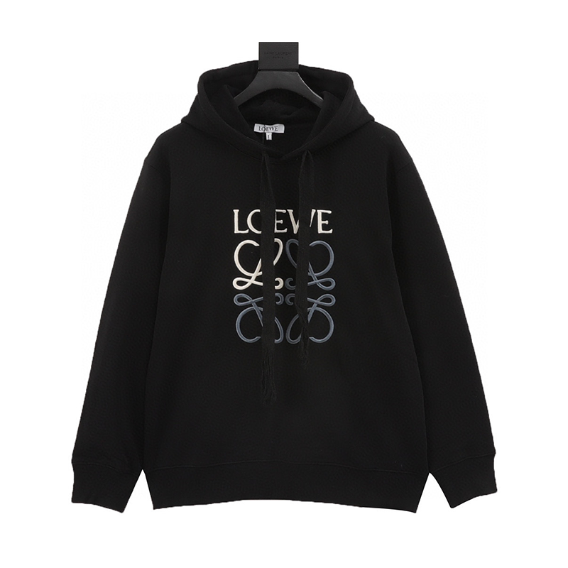 LOEWE Hoodie Classic Three-Dimensional Embroidery Ribbon Hooded Sweater for Men and Women