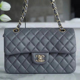 Chanel Women's Bag Top version 【Genuine Goods Leather】CF Original Caviar Ball Grain Cowhide Particles Full Classic CF Small Size23cm Black Gold Black Silver CF Flap Bag Pairs Clog Original Sheepskin Mouth Cover Chain Bag1117CF23cm