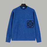 LOEWE Sweater Pocket Jacquard Logo Round Neck Pullover Knit Sweater Casual Loose Versatile Thickened Warm Inner Layer Top os Unisex Style24ss Autumn and Winter New Products