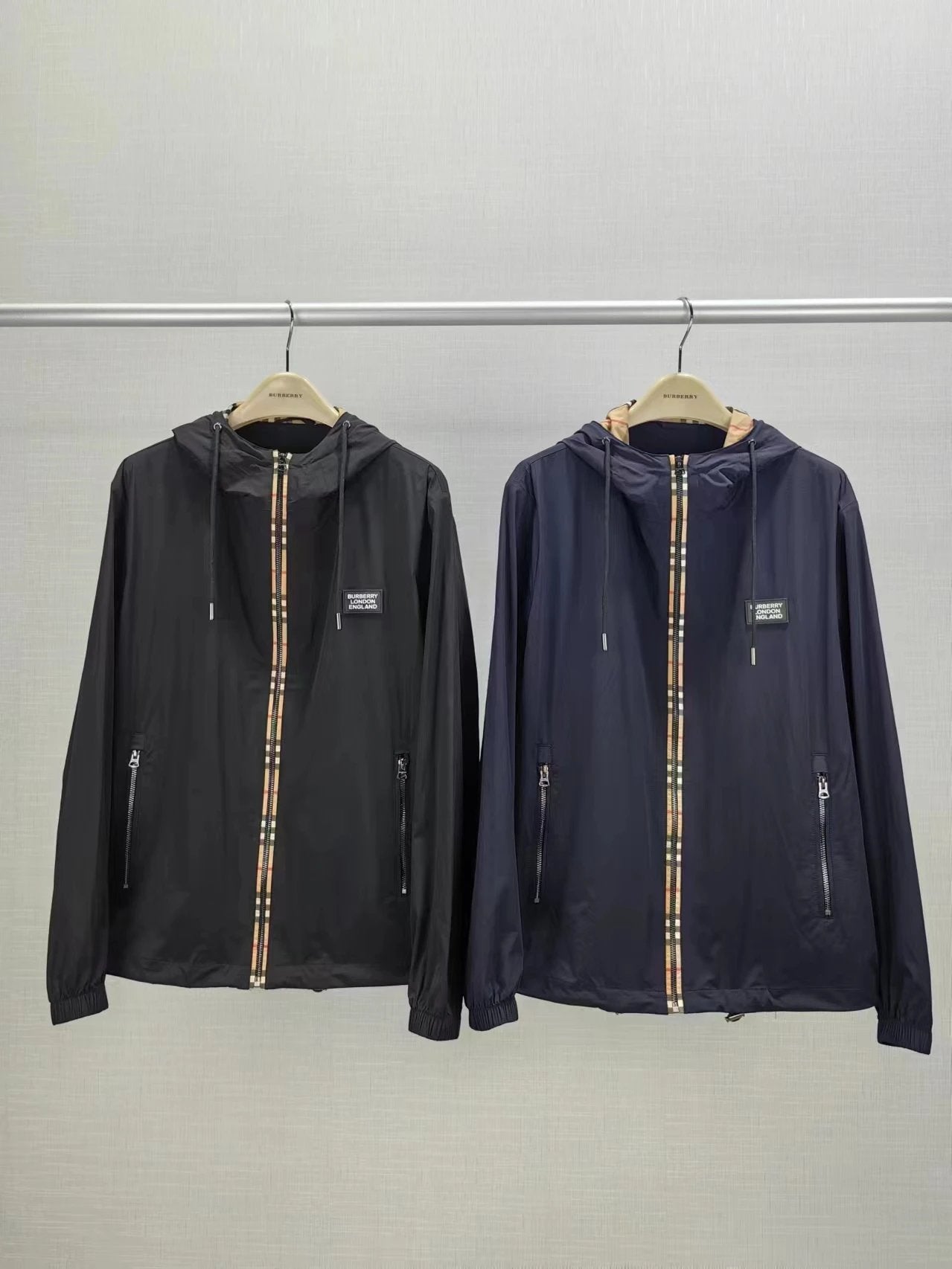 Burberry Jackets 2024Spring New Men's Hooded Fashion Jacket Casual Long Sleeve Slim Fit Versatile Trendy Brand