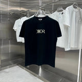 Dior T-shirt Chest Foam Print logo round Neck Short Sleeve25ss New Pure Cotton Unisex Style T T-shirt OS Loose Fit Base Shirt Short Sleeve T-Shirt Top