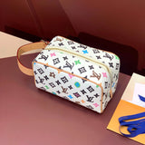 Louis Vuitton LV Wallets/Clutches Top version 【Top with High Version】【LockerDoppKit Toilet Bag】M83112Flower(Silk Screen)Black Color Wash Bag DOPP Toilet Bag/Cosmetic Bag Men's and Women's Bags Handbag Presbyopic M83112Black Flower Wash Bag Large M12641