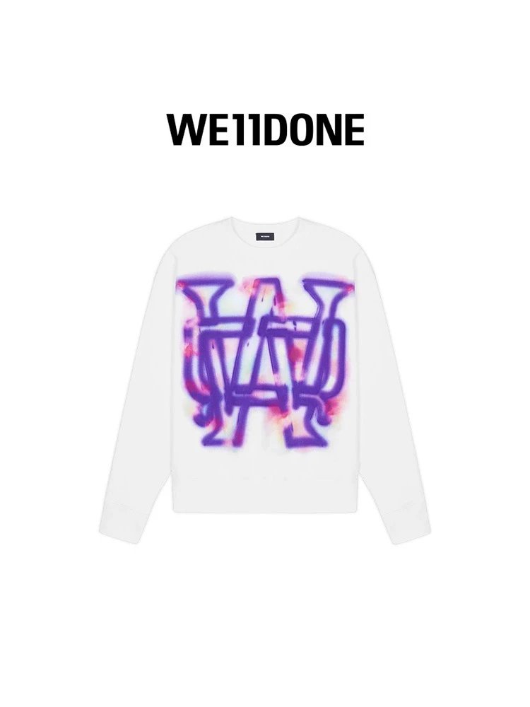 We11done Hoodie Top Version Bullet Screen Sweater Neon Relief Color Bullet Screen Zhao Silu Flocking Bear Hoodie