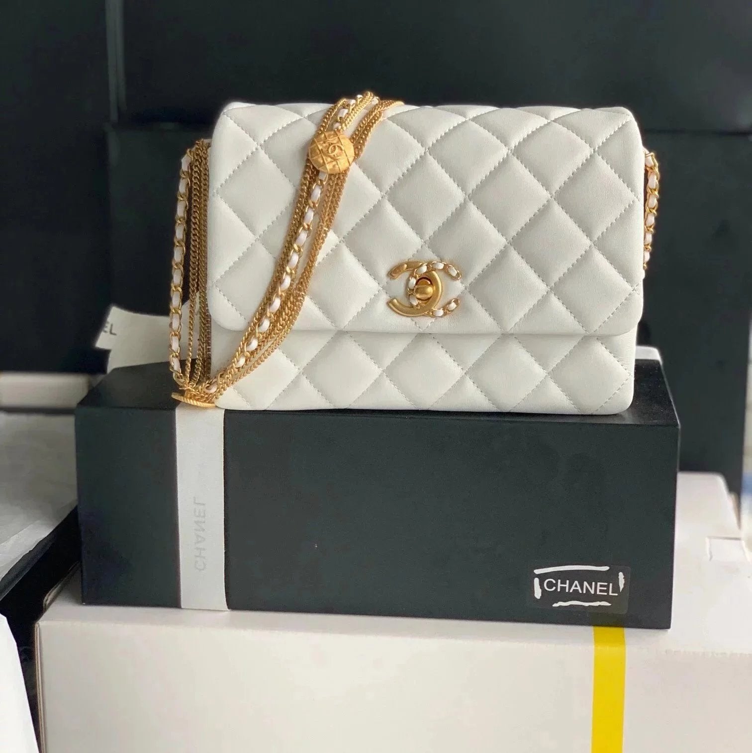 Chanel Women's Bag Top version 【**Original Leather】22s Latest Popular Authentic Leather Sheepskin Flap Bag AS3378Mandarin Duck Buckle Gold Coin Chain Bag Women's Bag Shoulder Messenger Bag Underarm Bag