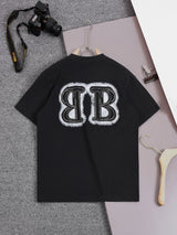 Balenciaga T-shirt Double B Dot Screen Printing Hot Stamping logo round Neck Short Sleeve25ss New Pure Cotton Unisex Style T T-shirt Base Shirt Tee Shirt OS Loose design