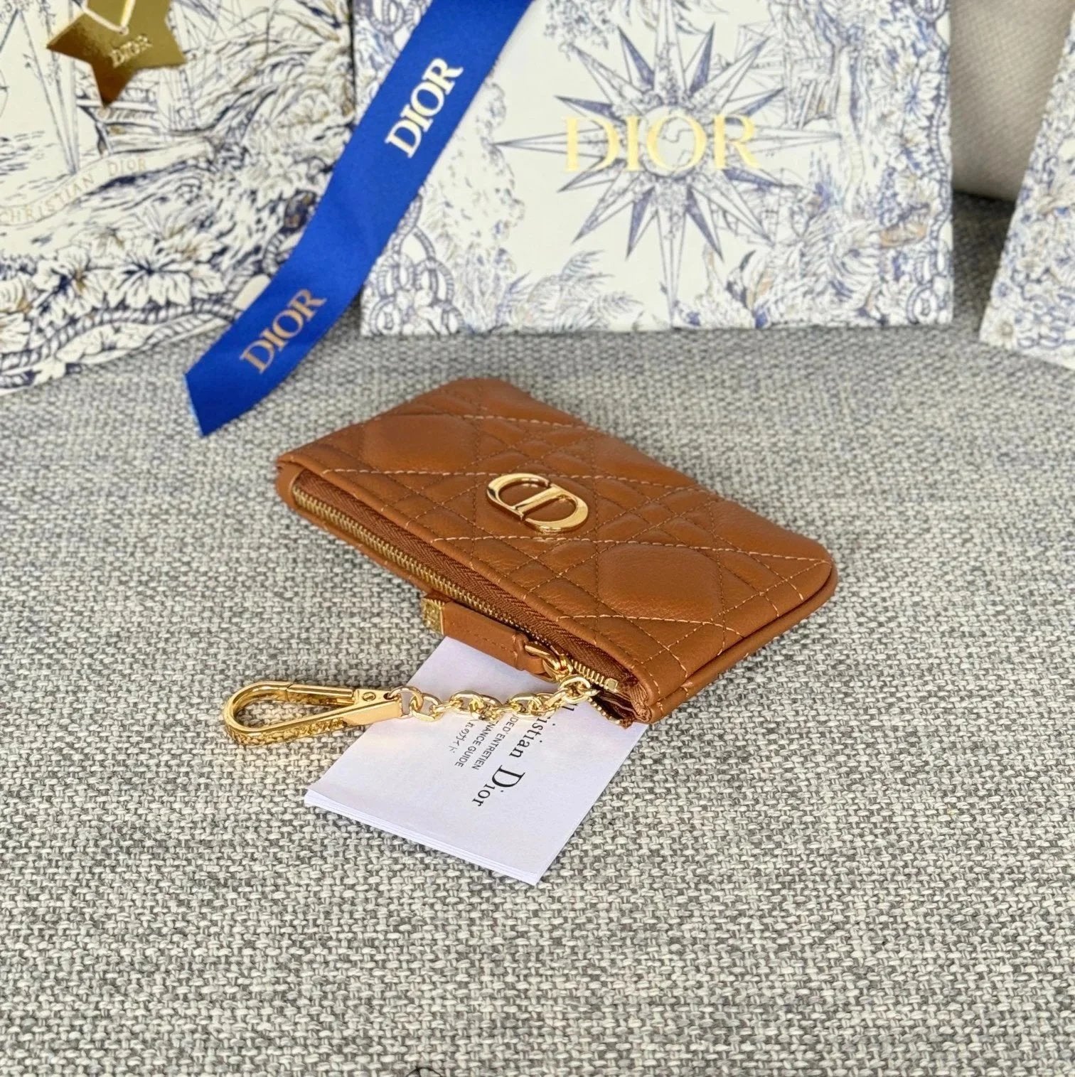 Dior Women's Bag Top version 【Original Version】Caro Card Clamp Spring and Summer New Men's and Women's Card Holder Coin Pocket Coin Bag Zipper Small Bag Card Holder Men's and Women's Bags