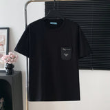 PRADA T-shirt Leather Pocket Logo Logo Crew Neck Short Sleeve25ss New pure cotton T Unisex T-Shirt OS Loose Fit Base Shirt Top Half Sleeve T-Shirt