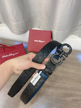 Ferragamo Belt Top version 【Counter Genuine Customization】Belt Men NFC Anti-Counterfeiting Surrogate Shopping Light Luxury Men's Leather Belt Vachette Clasp Business Casual Genuine Leather Replacement Belt Belt