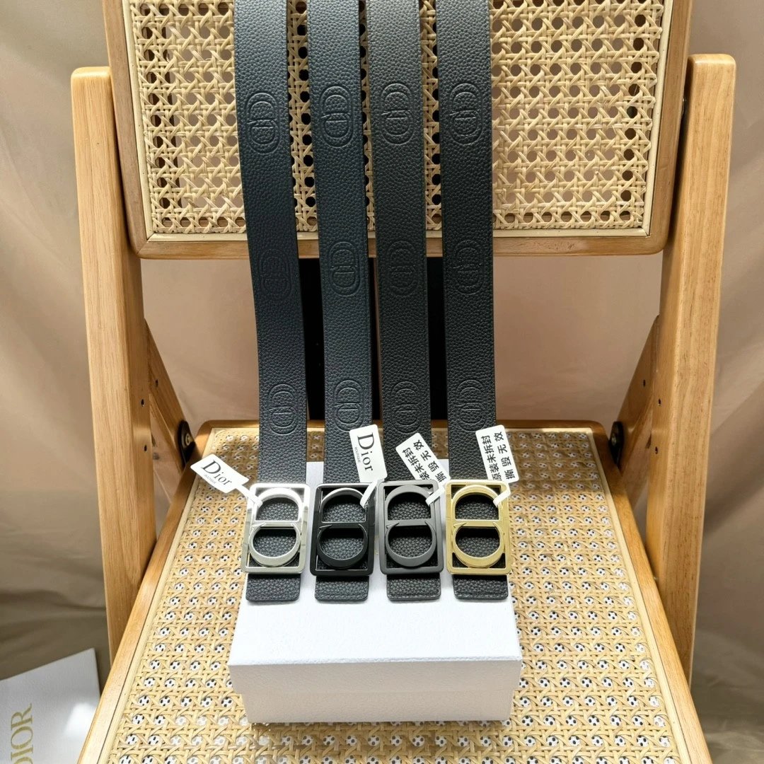 Dior Belt Top version Universal Belt Width for Men and Women3.5cm Counter Full Set of Packaging Original Leather Material Classic Presbyopic Full Printed Canvas Full Stand Leather Lychee Pattern Bottom Letter Buckle Support NFC Chip Scanning