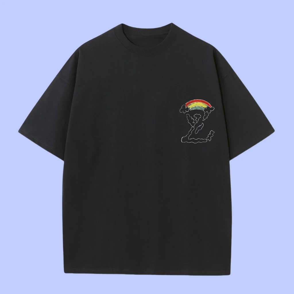 Louis Vuitton LV T-shirt Hand-drawn Rainbow on Chest logo round Neck Short Sleeve25ss New pure cotton T Unisex T-Shirt OS Drop Shoulder Loose Fit Base Shirt Top T-Shirt Short Sleeve