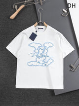 Louis Vuitton LV T-shirt Cloud Ink Spray Embroidery on the Chest logo round Neck Short Sleeve25ss New Pure Cotton Unisex Style T T-shirt OS Loose Fit Base Shirt Top Half Sleeve T-Shirt