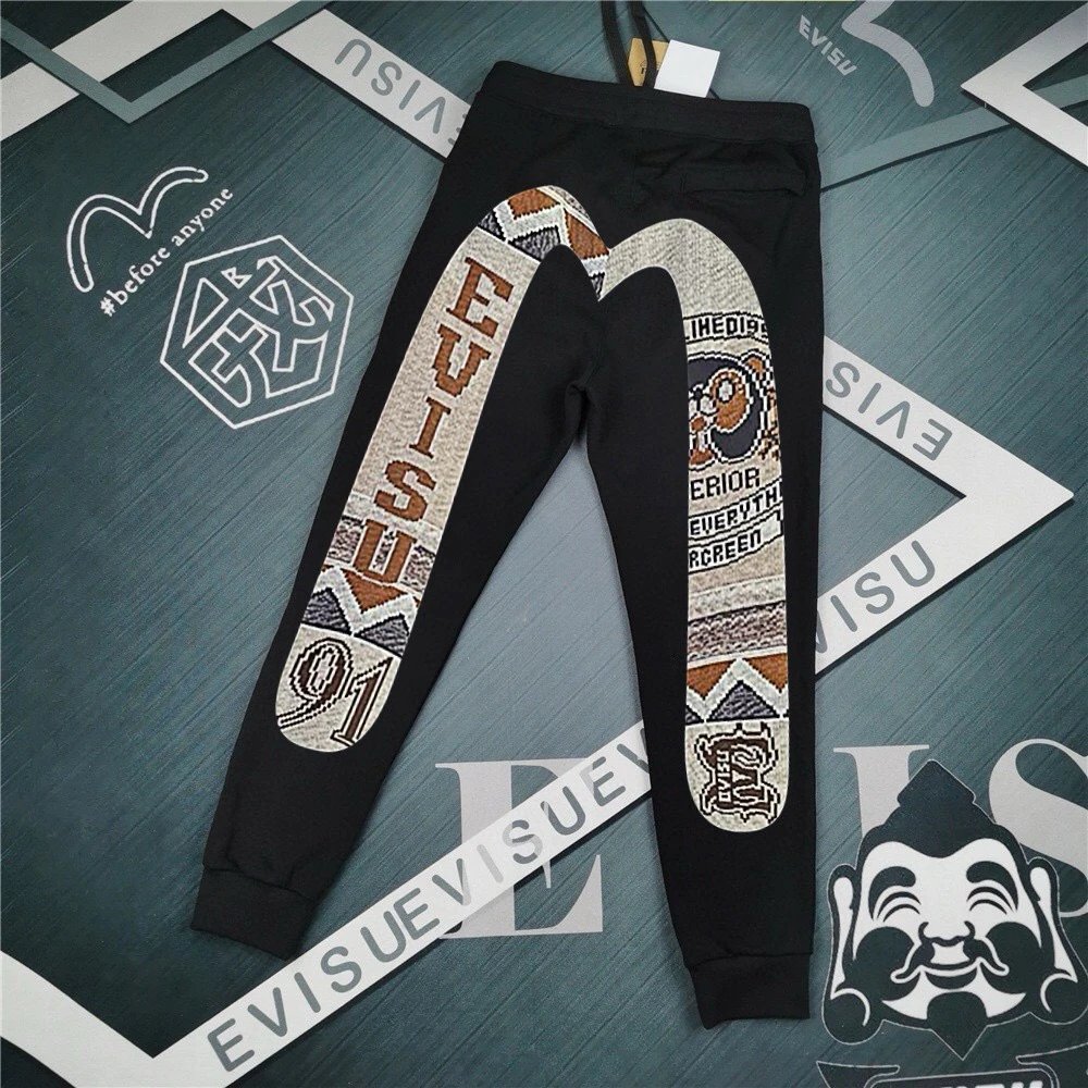 Evisu Sweatpants Top Version Sweatpants for Men and Women2024New Street Smart Trousers Fashion Brand Leisure Tappered Sports Pants