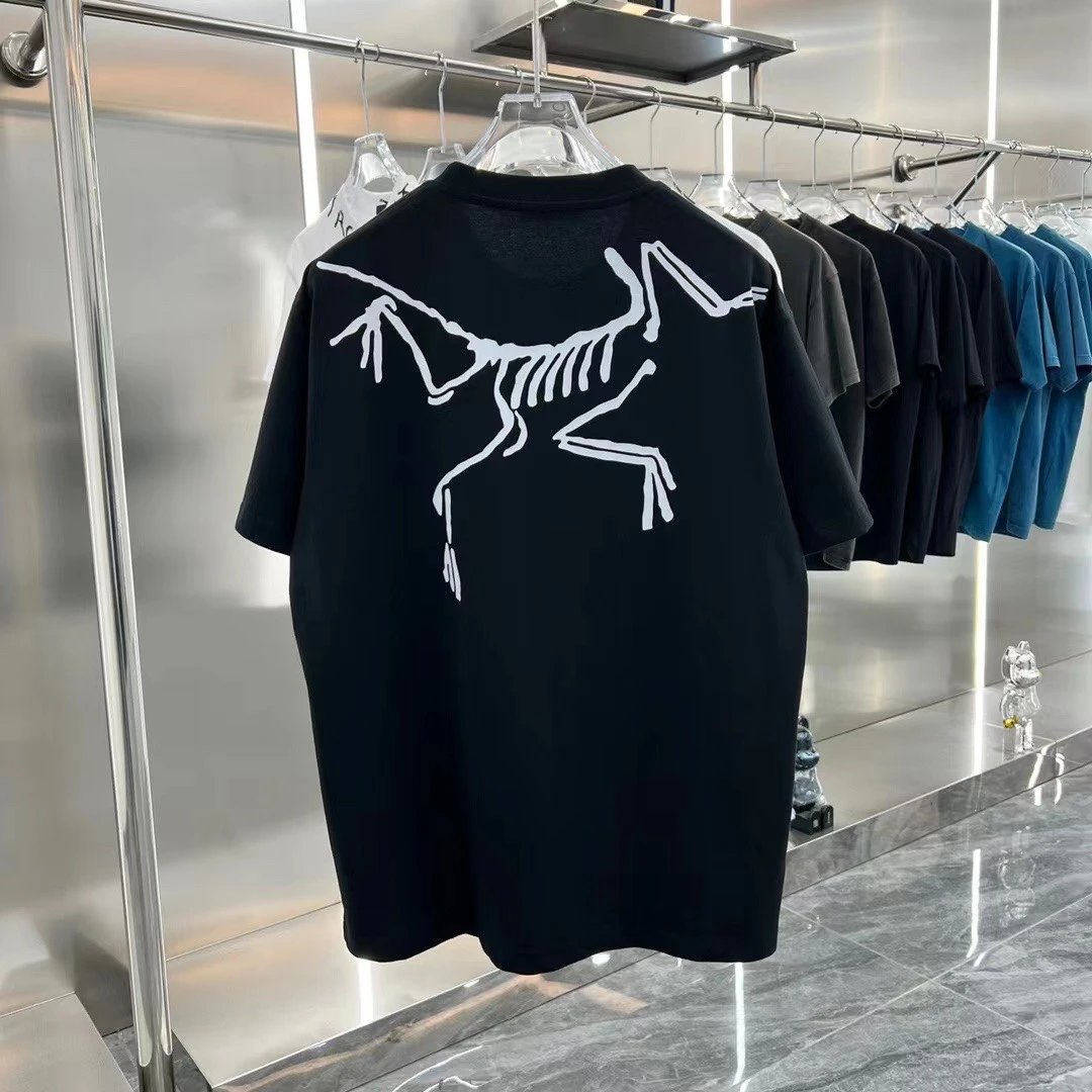 Arc'teryx T-shirt Back Skeleton Pattern Print logo round Neck Short Sleeve25ss New Pure Cotton Unisex Style T T-shirt OS Loose Fit Base Shirt Half Sleeve T-Shirt Top Half Sleeve