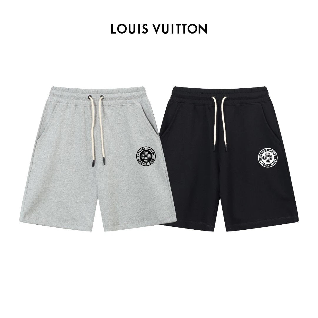 Louis Vuitton LV Shorts Letter Pattern Printing logo Five-point Shorts25ss New Drawstring Casual Summer Pants5Two-in-One Casual Sweatpants for Men and Women, Pure Cotton Joggers