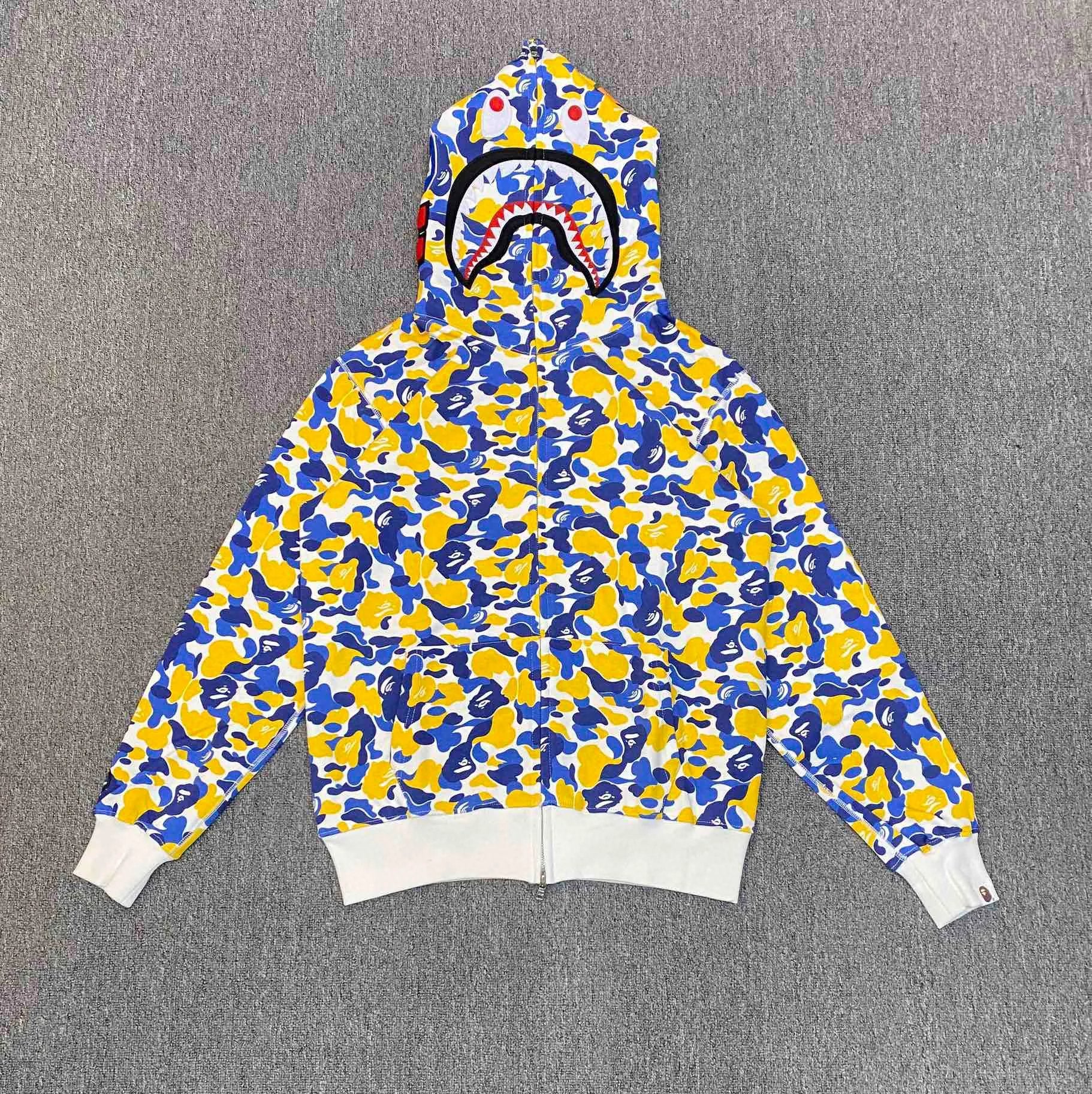 Bape Hoodie Top Version Japanese Style Fashion Brand Classic Shark Camouflage Hooded Sweater Hip Hop Style Loose Men and Women Couple Hoodie Coat