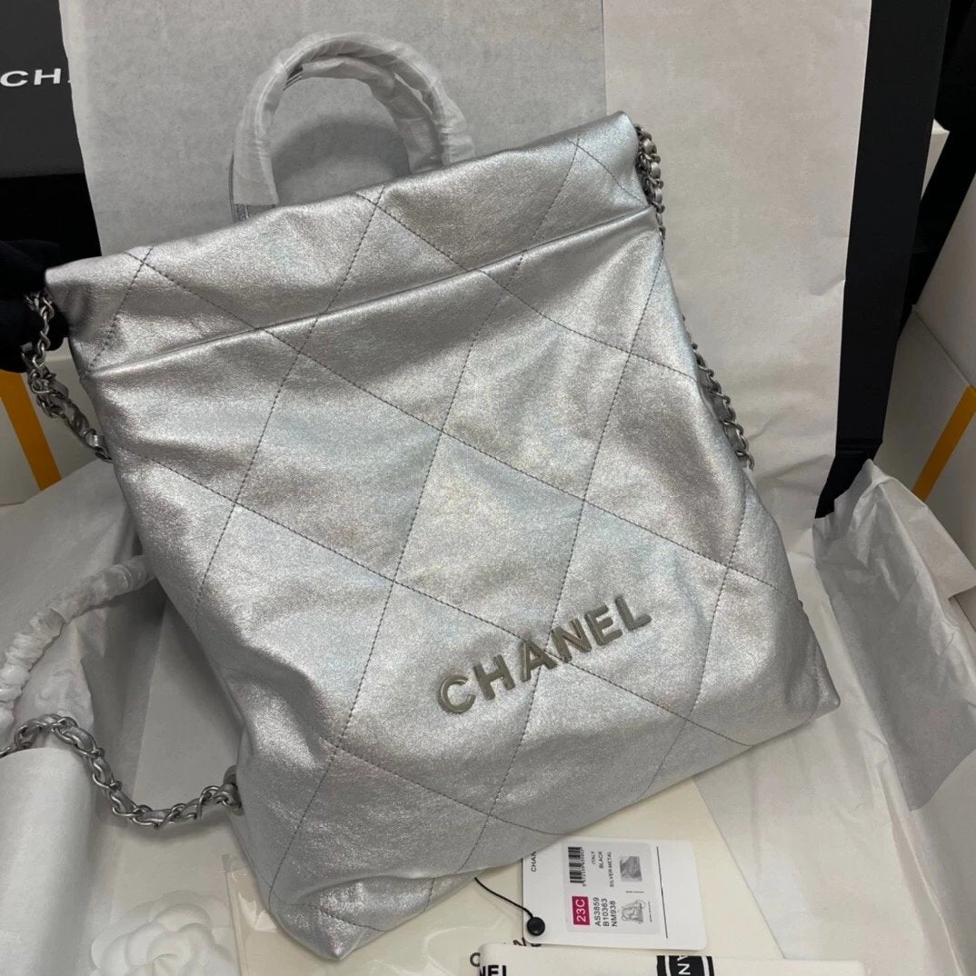 Chanel Women's Bag Top version 【Original Leather Surrogate Shopping】2022New bag22bag Backpack22No. Garbage Bag Backpack22bag Shoulder Bag Hand-Carrying Bag Backpack Shoulder Bag Women's Bag As3313AS3859