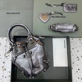 Balenciaga Bag Top version 【Counter Version Original Leather】Send a Full Set of Packaging New LeCagole Bucket Bag city Bucket Motorcycle Bag Hourglass Bag Bucket Bag Egg Bag Vegetable Basket Bag Motorcycle Rivet Bag Handbag Messenger Bag with Mirror