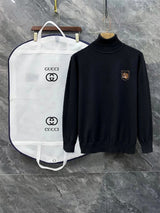 Gucci Sweater Nameplate Tiger logo Turtleneck Sweater Coat Men's and Women's Same Style Outerwear OS Loose Top Long Sleeve Soft Glutinous Idle Style