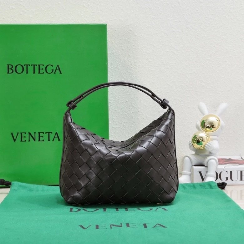 Bottega Veneta Women's Bag Top version 【Super Original Leather】New Wallace Lunch Box Bag Shoulder and Back Lunch Bag Woven hobo Underarm Bag Woven Bag Women's Bag Handbag hobo Bag