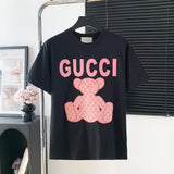 Gucci T-shirt Bear Embroidery on the Chest logo round Neck Short Sleeve25ss New Pure Cotton Unisex Style T T-shirt OS Loose Fit Base Shirt Half Sleeve T-Shirt Top Half Sleeve