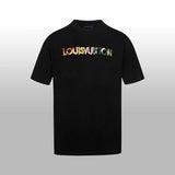 Louis Vuitton LV T-shirt Colorful Letter Embroidery on the Chest logo round Neck Short Sleeve25ss New pure cotton T Unisex T-Shirt OS Drop Shoulder Loose Fit Base Shirt Top T-Shirt Short Sleeve