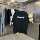 Burberry T-shirt Chest Letter Print logo round Neck Short Sleeve25ss New Pure Cotton Unisex Style T T-shirt OS Loose Fit Base Shirt Top Half Sleeve T-Shirt
