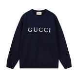 Gucci Sweater Fuzzy Letters logo Wool Sweater Casual Loose round Neck Pullover Sweater os Men's and Women's Inner Sweater24ss Autumn and Winter New Products