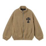 Chrome Hearts Jackets Lamb Wool Zipper Jacket Coat Unisex Autumn Winter New Sports Casual Loose Versatile