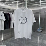 Dior T-shirt Chest Water Drop Ripple Embossing logo round Neck Short Sleeve25ss New pure cotton T Unisex T-Shirt OS Drop Shoulder Loose Fit Base Shirt Top T-Shirt Short Sleeve