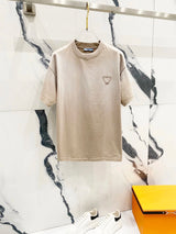 PRADA T-shirt Chest Triangular Plate Paste Cloth Embroidery logo round Neck Short Sleeve25ss New Pure Cotton Unisex Style T T-shirt OS Loose Fit Base Shirt Top Half Sleeve T-Shirt