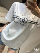 Gucci T-shirt Chest Shadow Letter Print logo round Neck Short Sleeve25ss New Pure Cotton Unisex Style T Casual T-Shirt Base Layer Shirt OS Loose Fit Half Sleeve Top Plus Size