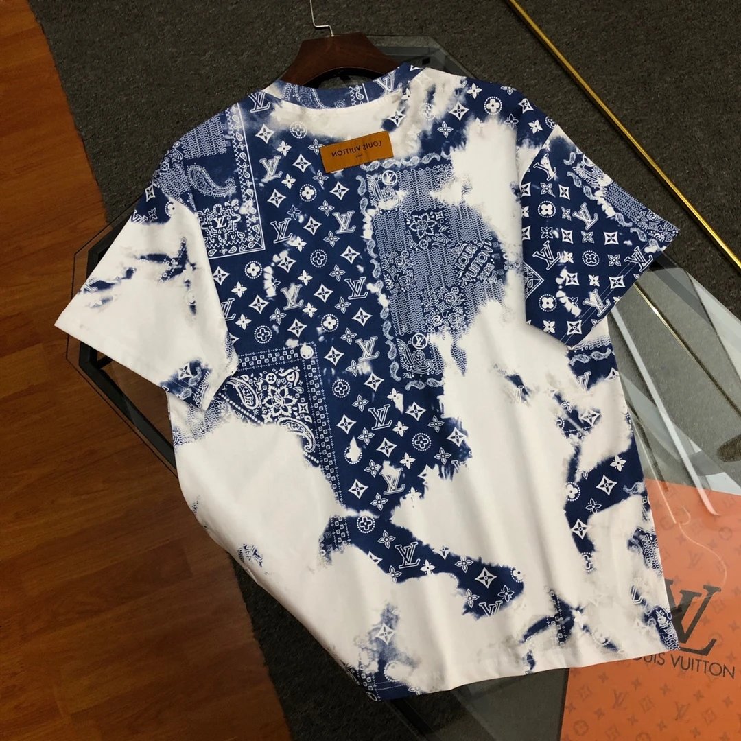 Louis Vuitton LV T-shirt Cashew Nut Flower Alphabet logo Round neck short-sleeve pure cotton T T-shirt ins Unisex Basic Shirt Simple Summer New Casual T-Shirt