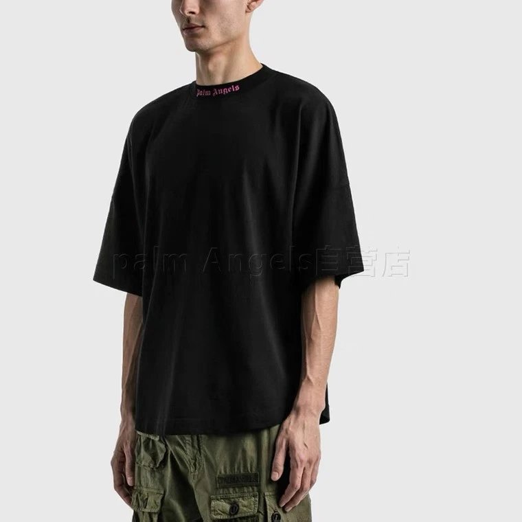 Palm Angels T-shirt Sanskrit Letters LOGO Short Sleeve Batwing Sleeve Drop Shoulder Men and Women T T-shirt Fashion