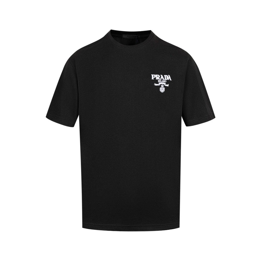 PRADA T-shirt Chest Triangle Logo Embroidery logo round Neck Short Sleeve25ss New Pure Cotton Unisex Style T T-shirt OS Loose Fit Base Shirt Half Sleeve T-Shirt Top Half Sleeve