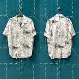 Louis Vuitton LV Shirt Full-body Street Stroll Print logo Shijia Turn-down Collar Short Sleeve Shirt Casual Business Versatile Slim Fit Unisex Jacket