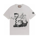 Gucci T-shirt Chest Art Ink Painting Pattern Print logo round Neck Short Sleeve25ss New Pure Cotton Unisex Style T Casual T-Shirt Base Layer Shirt OS Loose Fit Half Sleeve Top Plus Size
