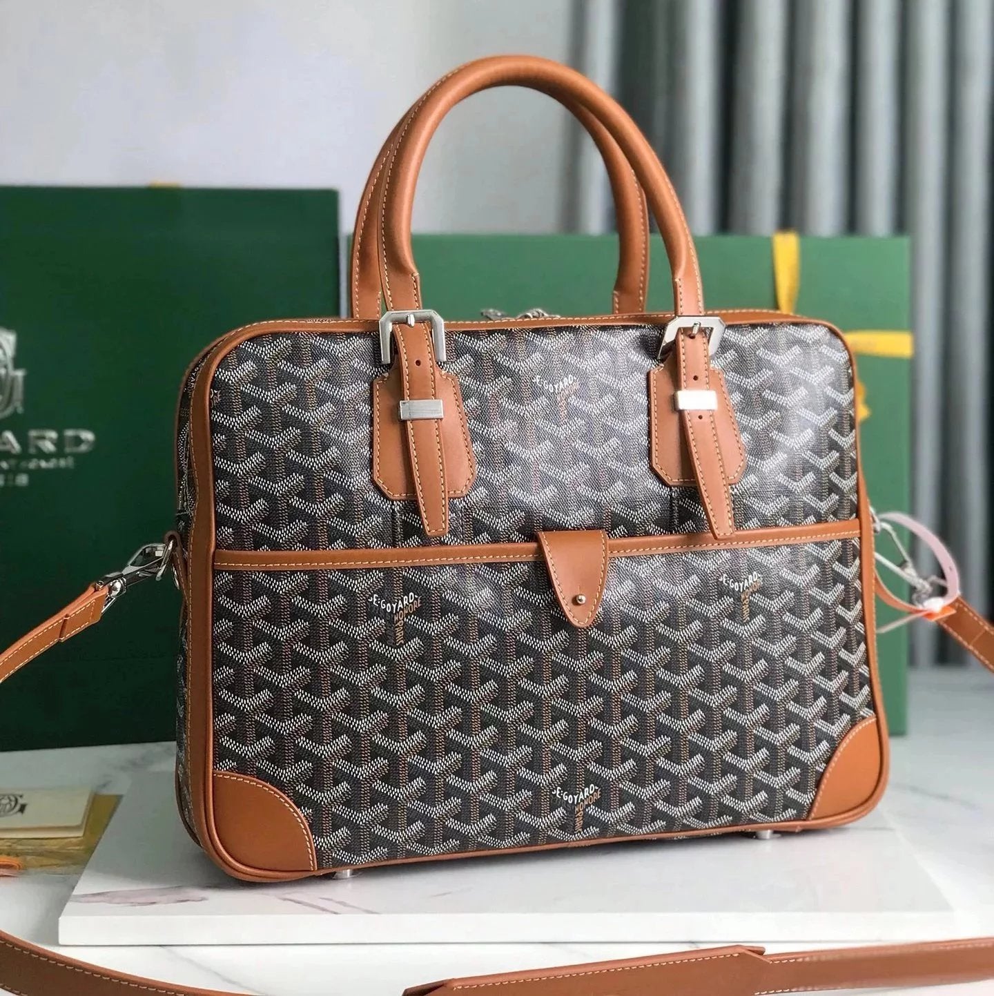 Goyard Bag Top version 【Original Leather Surrogate Shopping Edition】New Product Ambassadmessagebag Small Size Briefcase Men's Handbag Tote Bag Briefcase Business Trip File Bag Men's Bag New Men's Business Casual Briefcase Computer Bag