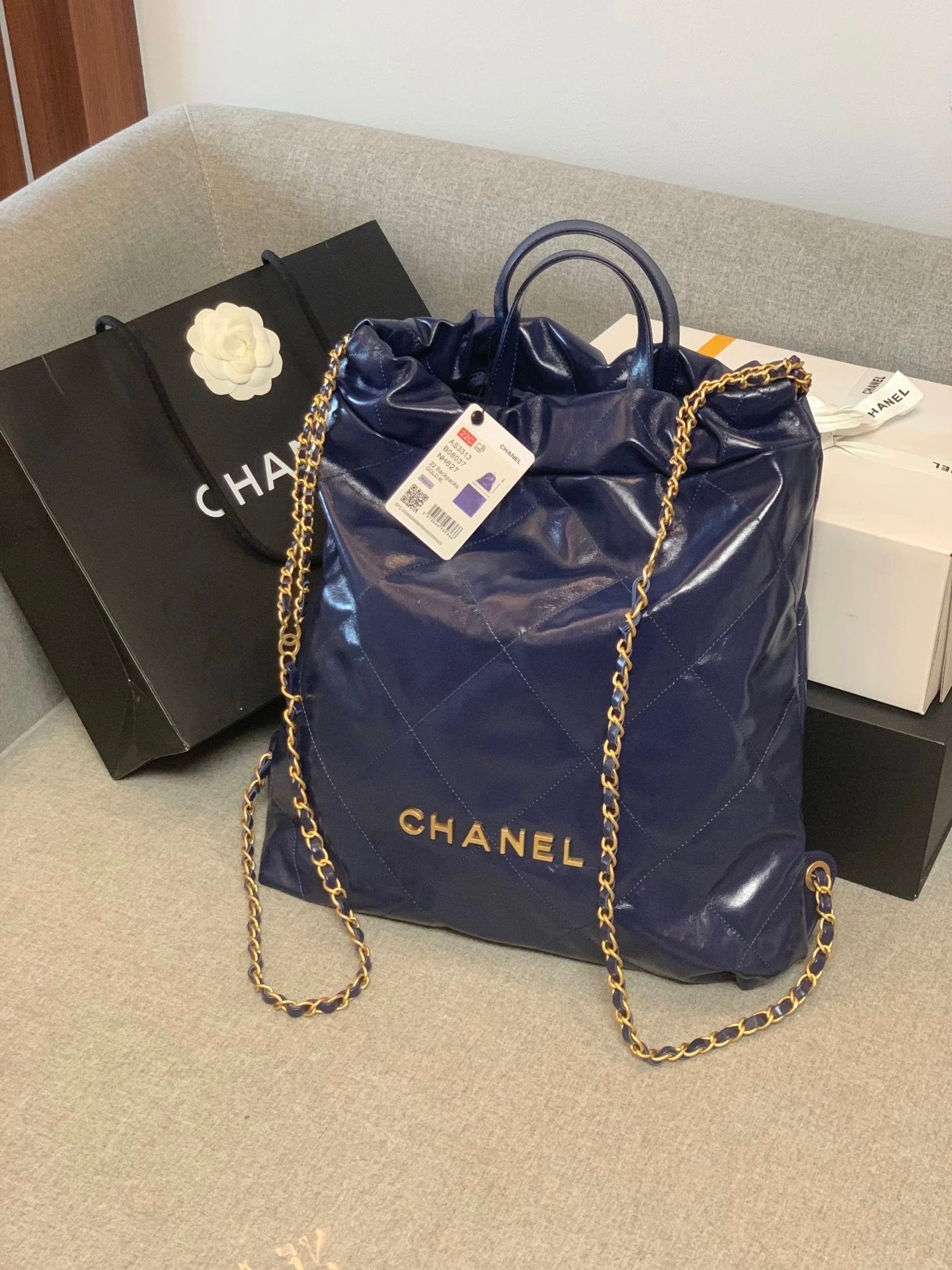 Chanel Women's Bag Top version 【Original Leather Surrogate Shopping】2022New bag22bag Backpack22No. Garbage Bag Backpack22bag Shoulder Bag Hand-Carrying Bag Backpack Shoulder Bag Women's Bag As3313AS3859