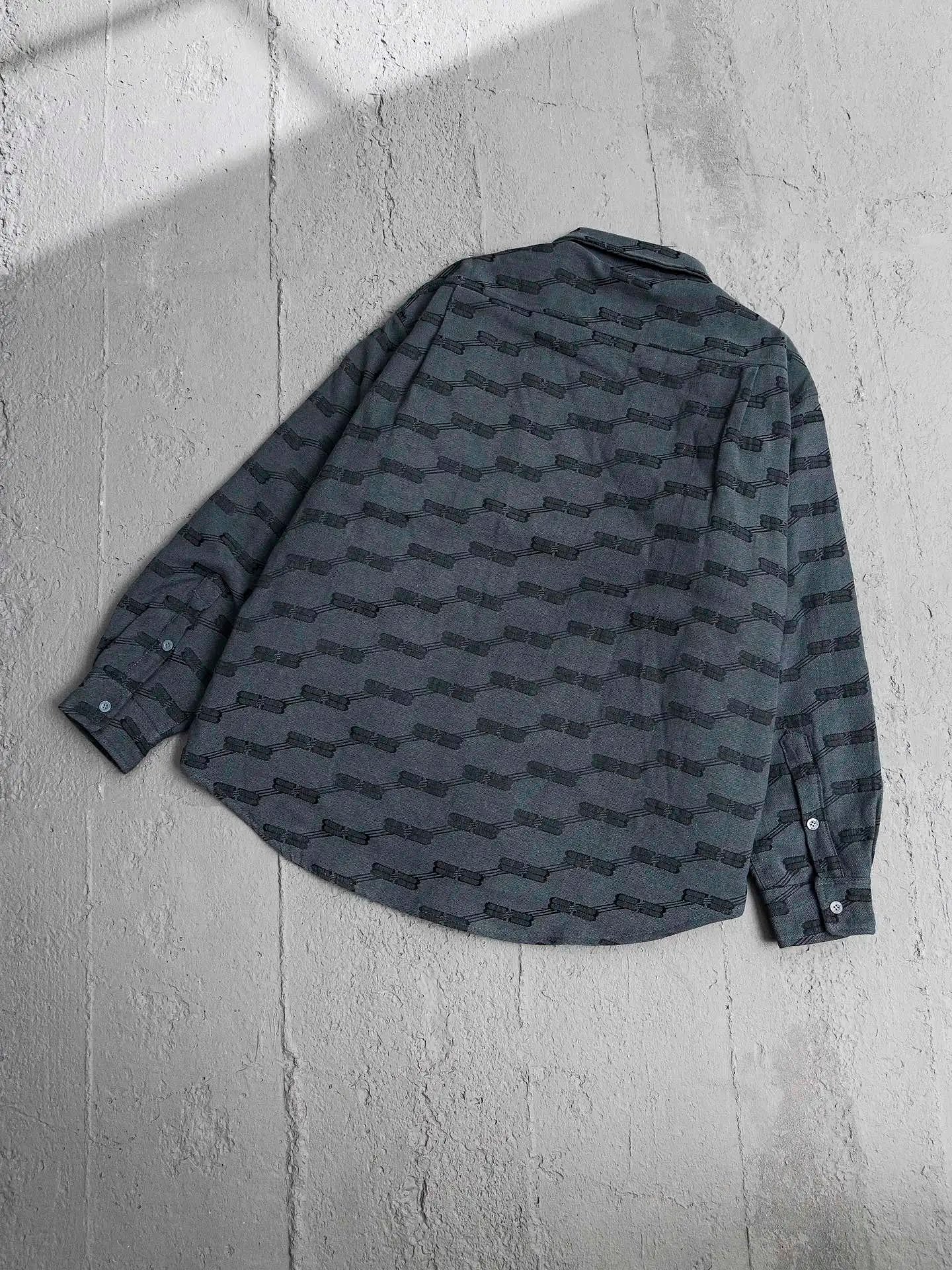 Balenciaga Down Jacket Double B Lock Buckle Vintage Jacquard Lapel Shirt Jacket Cotton Coat Casual Loose Lapel Thickened Warm Shirt Jacket os Unisex Cardigan with Various Styles24ss New Winter Products