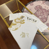 Evisu T-shirt Top Version23SS Men's Damo Seagull Home Flower Print Logo Casual Short Sleeve T T-shirt