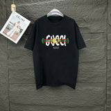 Gucci T-shirt Colorful Print on the Chest logo round Neck Short Sleeve25ss New Pure Cotton Unisex Style T T-shirt OS Loose Fit Base Shirt Half Sleeve T-Shirt Top Half Sleeve