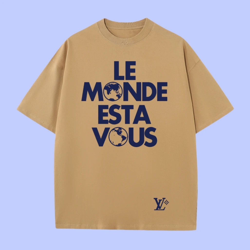 Louis Vuitton LV T-shirt Chest Earth Slogan Print logo round Neck Short Sleeve25ss New pure cotton T Unisex T-Shirt OS Loose Fit Base Shirt Top Half Sleeve T-Shirt