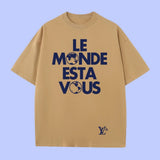 Louis Vuitton LV T-shirt Chest Earth Slogan Print logo round Neck Short Sleeve25ss New pure cotton T Unisex T-Shirt OS Loose Fit Base Shirt Top Half Sleeve T-Shirt