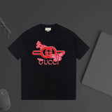 Gucci T-shirt Letter Butterfly Print on the Chest logo round Neck Short Sleeve25ss New Pure Cotton Unisex Style T T-shirt OS Loose Fit Base Shirt Top Half Sleeve T-Shirt