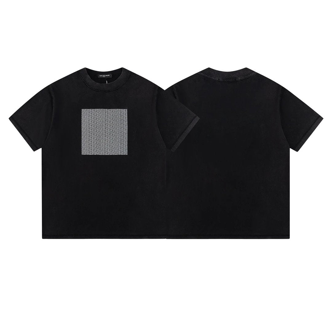 Balenciaga T-shirt Vintage Style Letter Print on Chest logo round Neck Short Sleeve25ss New pure cotton T Unisex T-Shirt OS Loose Fit Base Shirt Top Half Sleeve T-Shirt